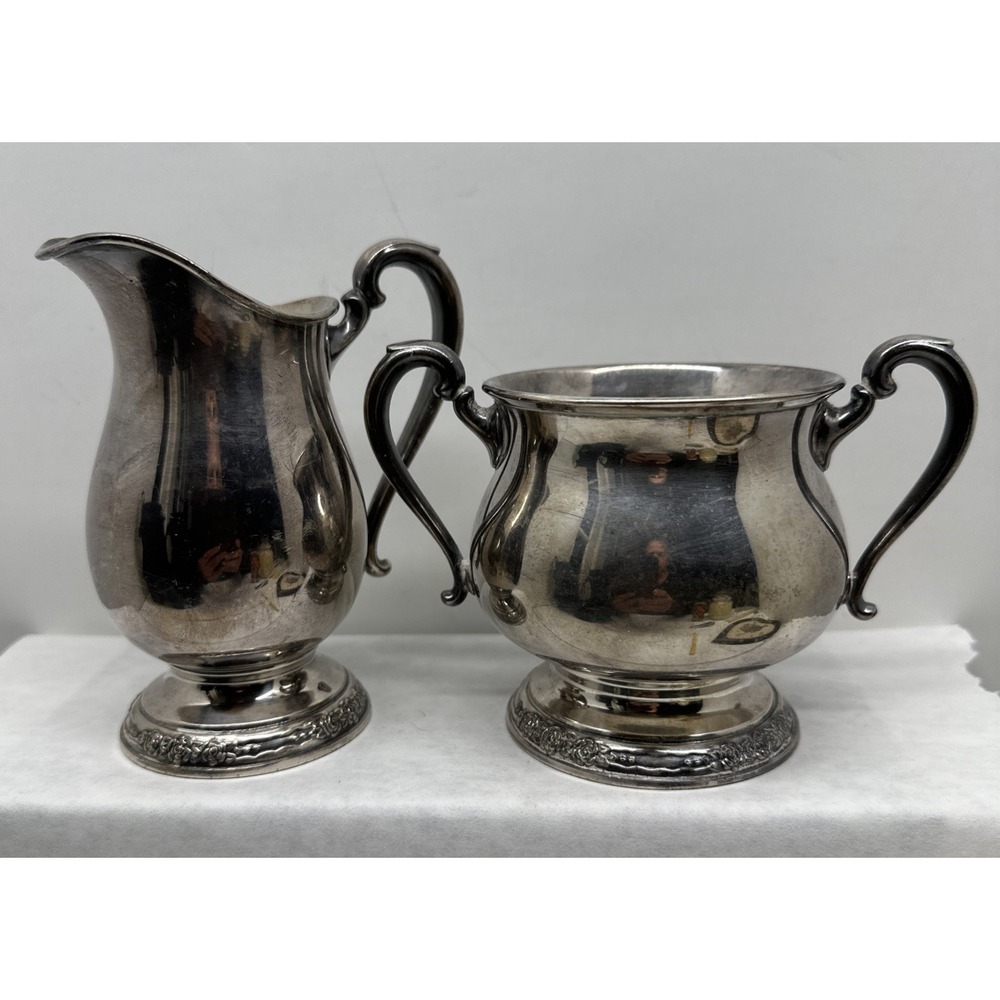 International Silver Co Camille 6003 Sugar Bowl 6004 Mini Creamer Set Vintage